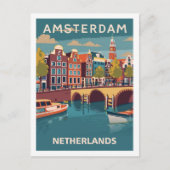 Amsterdamse Vintage Beroemde Reisplaats Briefkaart (Voorkant)