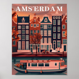 Amsterdamse Vintage Beroemde Reisplaats Poster