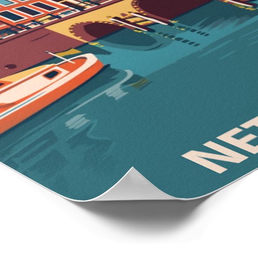 Amsterdamse Vintage Beroemde Reisplaats Poster (Hoek)