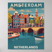 Amsterdamse Vintage Beroemde Reisplaats Poster (Voorkant)