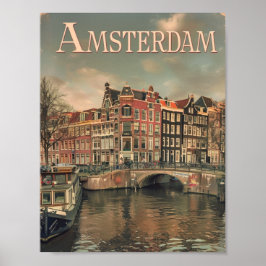 Amsterdamse Vintage Beroemde Reisplaats Poster