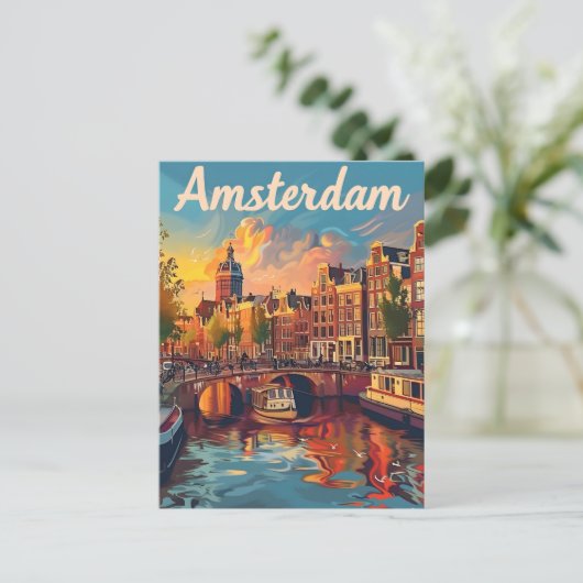 Amsterdamse vintage briefkaart (Staand voorkant)
