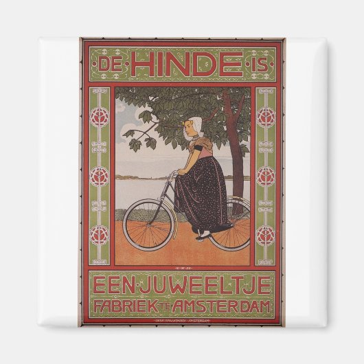 Amsterdamse Vintage Fiets Poster Kunst Magneet (Voorkant)