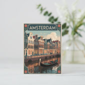 Amsterdamse vintage minimalistisch briefkaart (Staand voorkant)