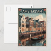 Amsterdamse vintage minimalistisch briefkaart (Voorkant / Achterkant)