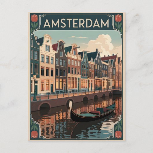 Amsterdamse vintage minimalistisch briefkaart (Voorkant)