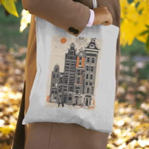Amsterdamse Vintage Nederlandse Straathuizen Reisk Tote Bag