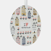 Amsterdamse Vintage: Traditionele stadsillustratie Glas Ornament (Voorkant Rechts)