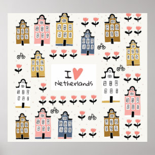 Amsterdamse Vintage: Traditionele stadsillustratie Poster