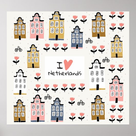 Amsterdamse Vintage: Traditionele stadsillustratie Poster (Voorkant)