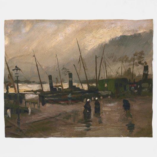 Amsterdamse Vissers's Harbour Storm van Vincent Go Fleece Deken (Voorkant (Horizontaal))