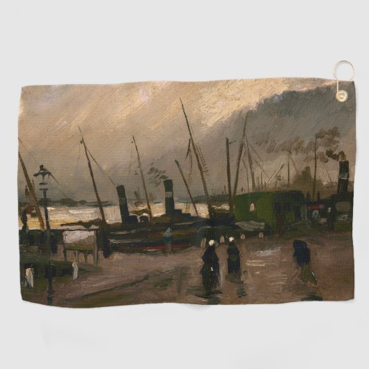 Amsterdamse Vissers's Harbour Storm van Vincent Go Golfhanddoek (Horizontaal)
