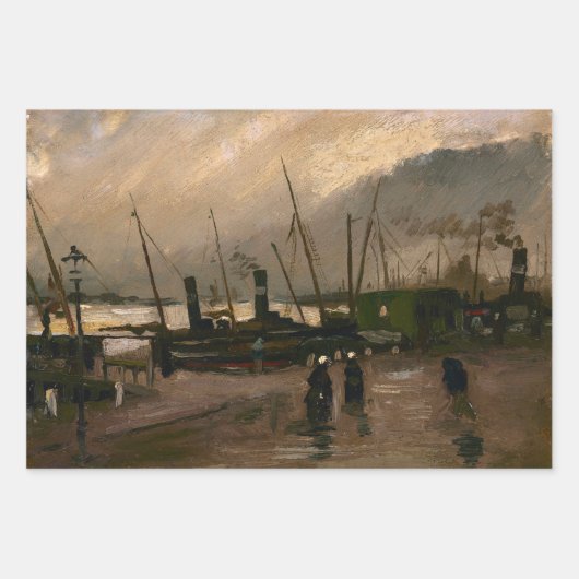 Amsterdamse Vissers's Harbour Storm van Vincent Go Inpakpapier Vel (Voorkant 2)