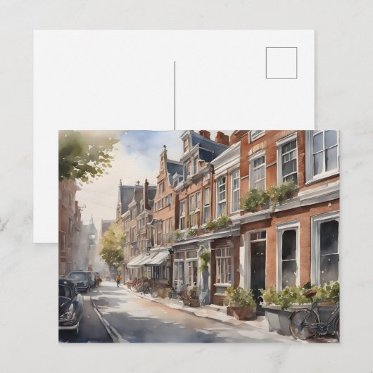 Amsterdamse waterverf schilderij briefkaart (Voorkant / Achterkant)