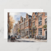 Amsterdamse waterverf schilderij briefkaart (Voorkant / Achterkant)