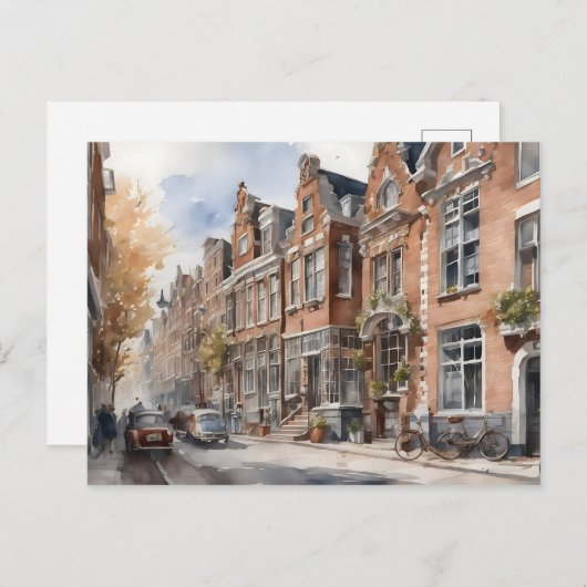 Amsterdamse waterverf schilderij briefkaart (Voorkant / Achterkant)