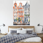 Amsterdamse waterverf schilderij canvas afdruk (Insitu (Slaapkamer))