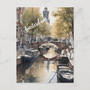 Amsterdamse waterverf schilderij feestdagenkaart