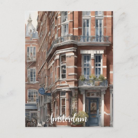 Amsterdamse waterverf schilderij feestdagenkaart (Voorkant)