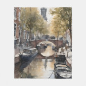 Amsterdamse waterverf schilderij fleece deken (Voorkant)
