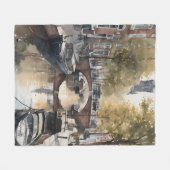 Amsterdamse waterverf schilderij fleece deken (Voorkant (Horizontaal))