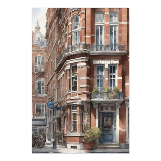 Amsterdamse waterverf schilderij foto afdruk (Voorkant)