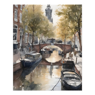 Amsterdamse waterverf schilderij foto afdruk