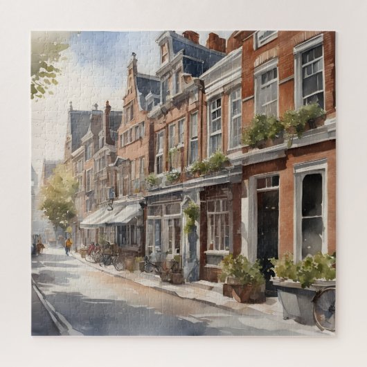 Amsterdamse waterverf schilderij legpuzzel (Verticaal)