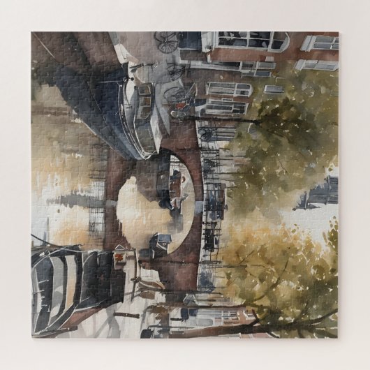 Amsterdamse waterverf schilderij legpuzzel (Horizontaal)