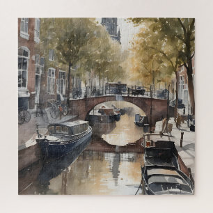 Amsterdamse waterverf schilderij legpuzzel