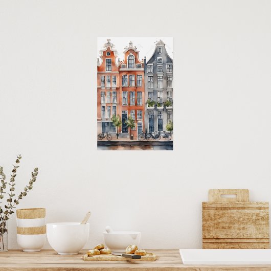 Amsterdamse waterverf schilderij poster (Keuken)