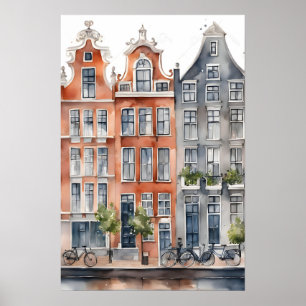 Amsterdamse waterverf schilderij poster