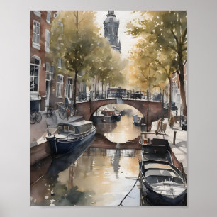 Amsterdamse waterverf schilderij poster