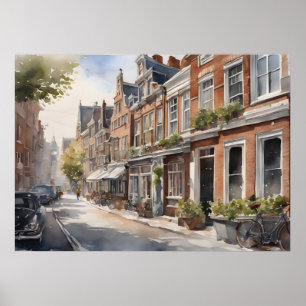 Amsterdamse waterverf schilderij poster