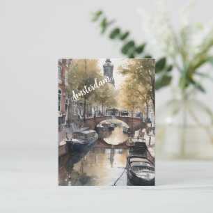 Amsterdamse waterverf schilderij uitnodiging briefkaart