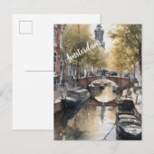 Amsterdamse waterverf schilderij uitnodiging briefkaart (Voorkant / Achterkant)