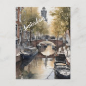 Amsterdamse waterverf schilderij uitnodiging briefkaart (Voorkant)