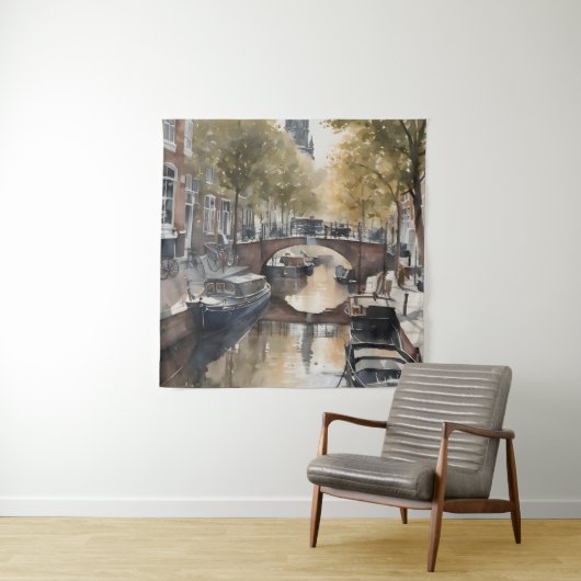 Amsterdamse waterverf schilderij wandkleed (In situ)