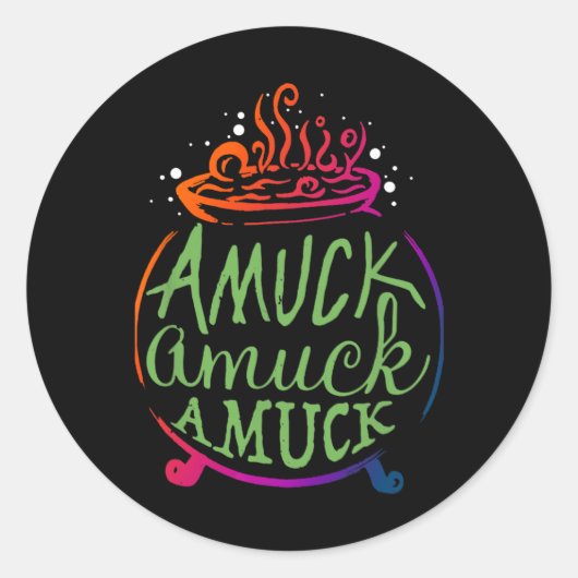 Amuck Amuck Amuck Leuke Heks Halloween Gift Ronde Sticker (Voorkant)
