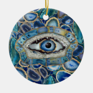 Amulet Blue Geodes en kristallen van het boze oog Keramisch Ornament