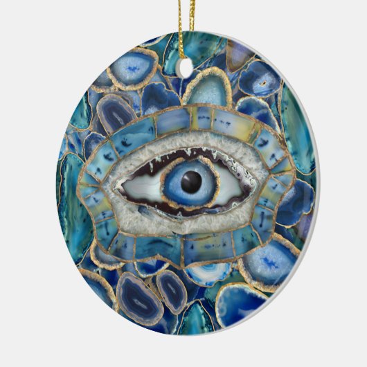 Amulet Blue Geodes en kristallen van het boze oog Keramisch Ornament (Links)