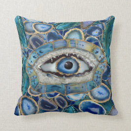 Amulet Blue Geodes en kristallen van het boze oog Kussen
