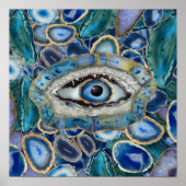 Amulet Blue Geodes en kristallen van het boze oog Poster (Voorkant)