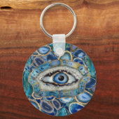 Amulet Blue Geodes en kristallen van het boze oog Sleutelhanger (Voorkant)