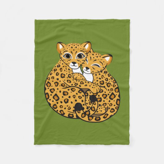 Amur Leopard Cubs Cuddling Art Fleece Deken (Voorkant)