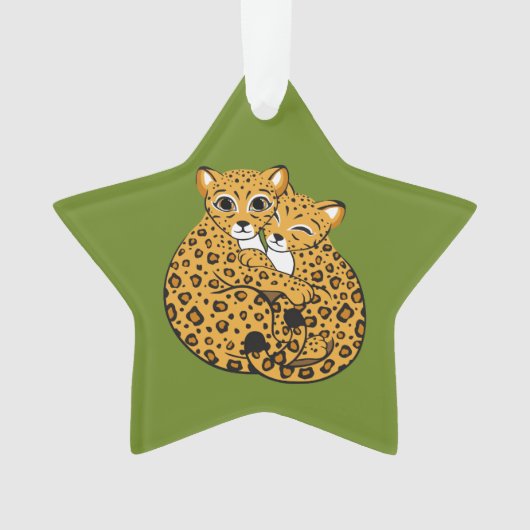 Amur Leopard Cubs Cuddling Art Ornament (voorkant)