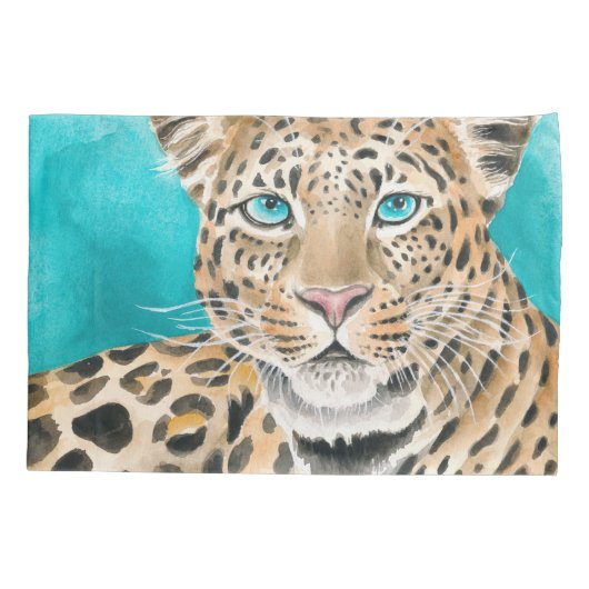 Amur Leopard Waterverf Art Kussensloop (Achterkant)