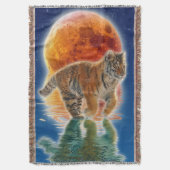 Amur Tiger Cub & Moon Wildlife Fantasy Art Deken (Voorkant Verticaal)
