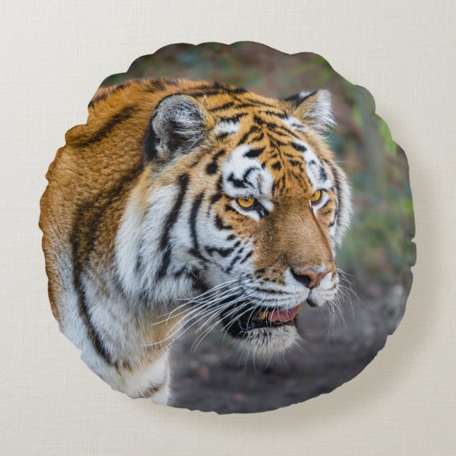 Amur Tiger Rond Kussen (Voorkant)
