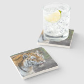 Amur Tiger Stenen Onderzetter (Zijkant)
